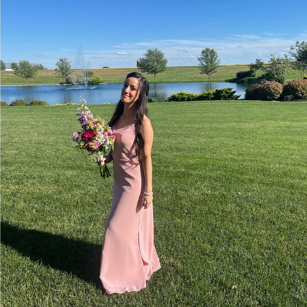 Revelry Skye Chiffon Dress | Bridesmaid | Color - Blushing Bride 910 | Size 2
